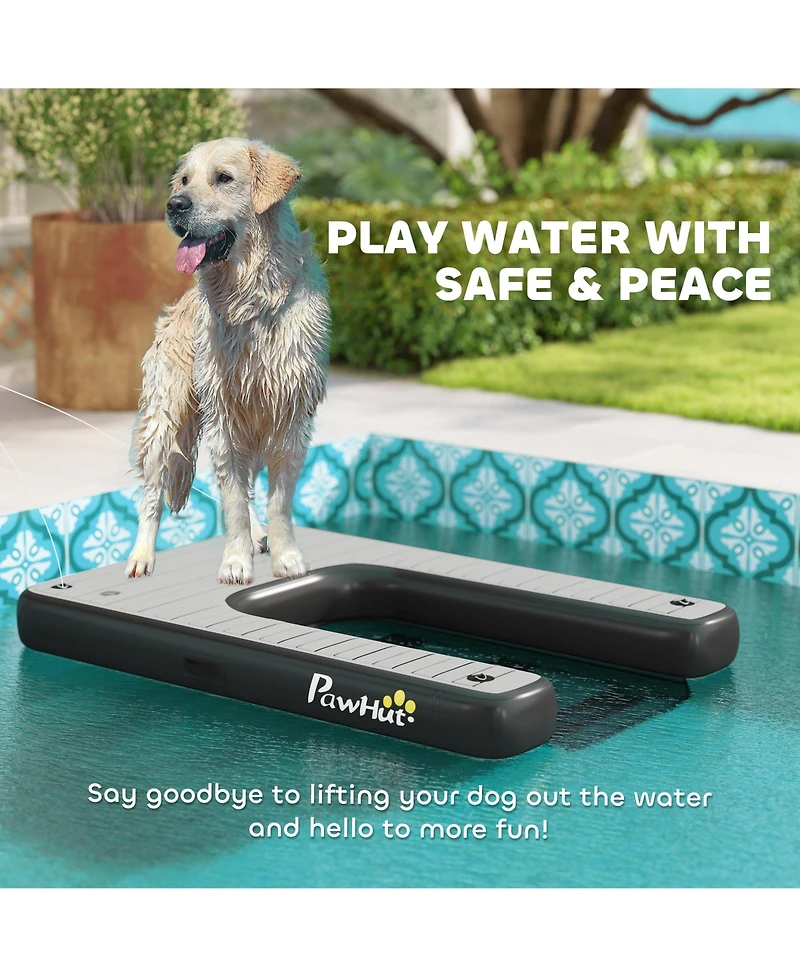 PawHut Inflatable Dog Boat Ramp, Floating Dog Pool Ramp Up to 286 lbs