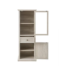 Tall Storage Kitchen Cabinet Freestanding Cabinet with Glass Door and Shelves