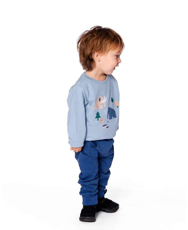 Deux par Baby Boys Cotton Jersey Two-Piece Top and Pant Set Blue