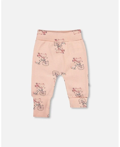 Deux par Baby Girl Cotton Evolutive Pant Pink Cat Print