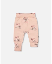 Deux par Baby Girl Cotton Evolutive Pant Pink Cat Print
