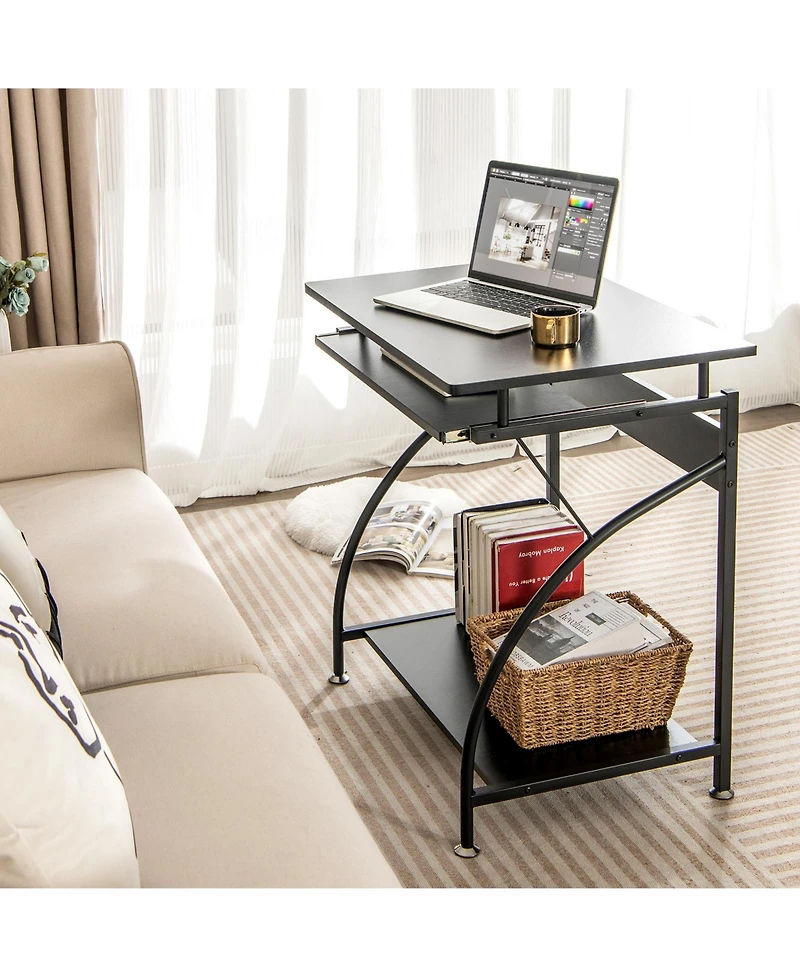 Mecale 27.5 Inch Laptop Table Computer Desk for Small Spaces with Pull-out Keyboard Tray