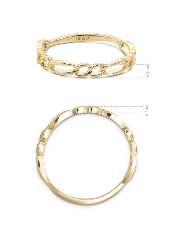Devata Figaro Link Ring in 14K Gold, Size 9, approx. 1.5 grams.