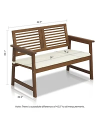 Homlux Outdoor Hardwood Bench with Cushion – Teak-Oil Finish, Durable & Comfortable Seating
