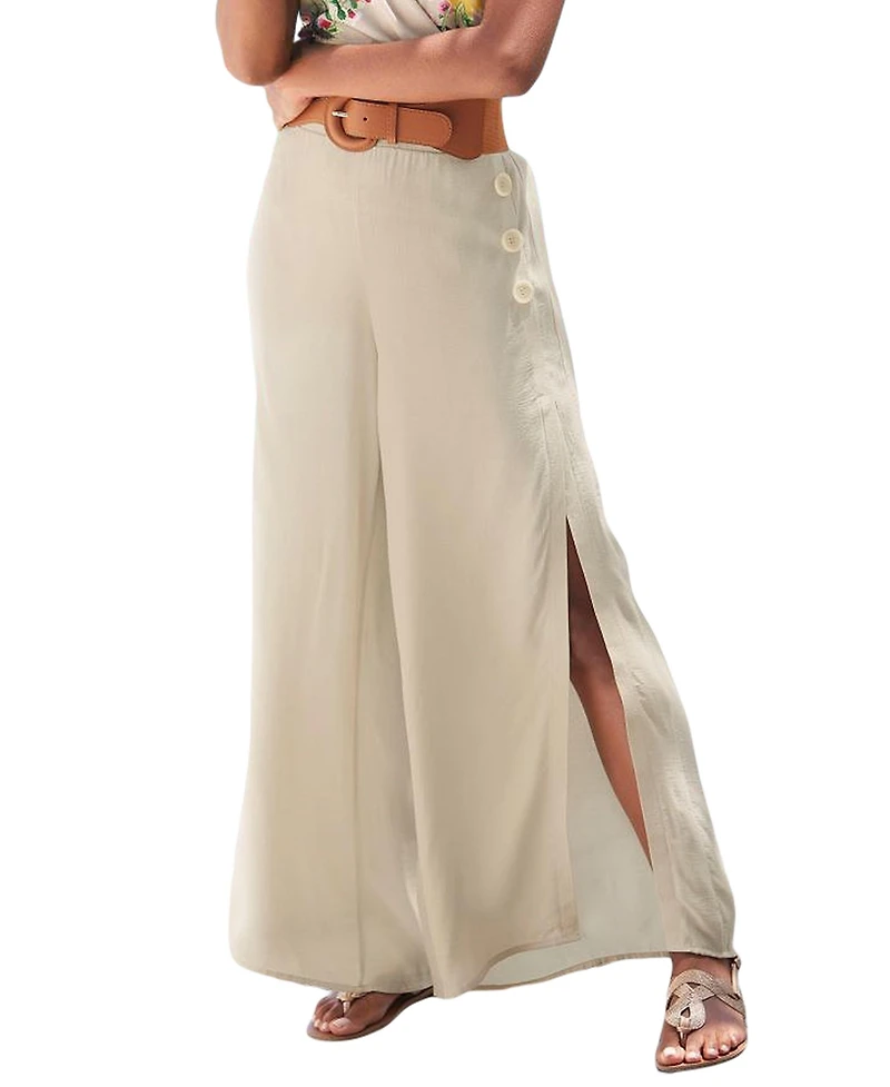 Lascana Women's Side Slit Wide Leg Pants