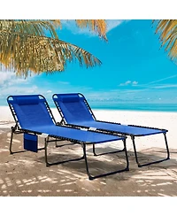 Gymax Oversize Folding Chaise Lounge w/ Adjustable Backrest Detachable Pillow Pocket