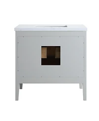 Casainc Fully Assembled 36" Freestanding Single Sink Bathroom Vanity with 2 Handle Sets and Engineered Marble Top