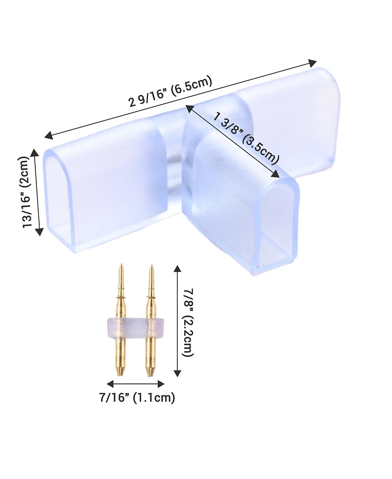 DELight 2 Pin Connectors Accessories T Shape with Pin for 7x14mm Neon Rope Light