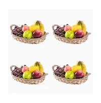 Wickerwise Set of 4 Seagrass Fruit Bread Basket Tray with Handles, Small