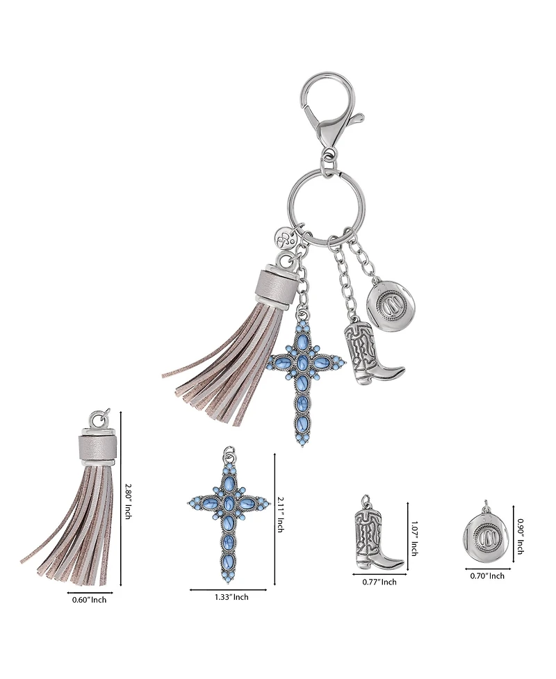 Jessica Simpson Western Cross & Tassel Charm Keychain