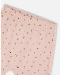 Deux par Baby Girls Cotton Pant with Top Set Pink Mini Floral
