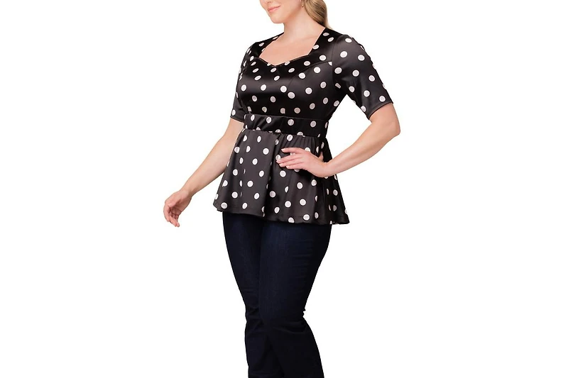 Kiyonna Women's Plus Posh Peplum Top with Sweetheart Neckline