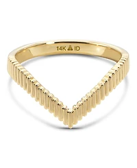 Devata Crown Wishbone Ring in 14K Gold, Size 9, approx. 2.6 grams.
