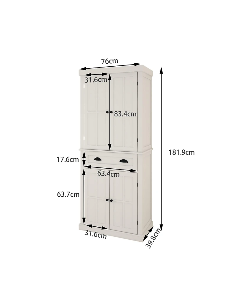 Casainc 71" Tall Storage Cabinet With Drawer, 4 Doors and Adjustable Shelves for Kitchen or Laundry
