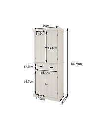 Casainc 71" Tall Storage Cabinet With Drawer, 4 Doors and Adjustable Shelves for Kitchen or Laundry