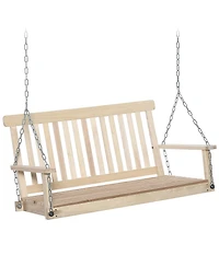 Flynama 2-Seater Hanging Porch Swing Outdoor Patio Swing Chair Seat with Slatted Build and Chains, 440lbs Weight Capacity