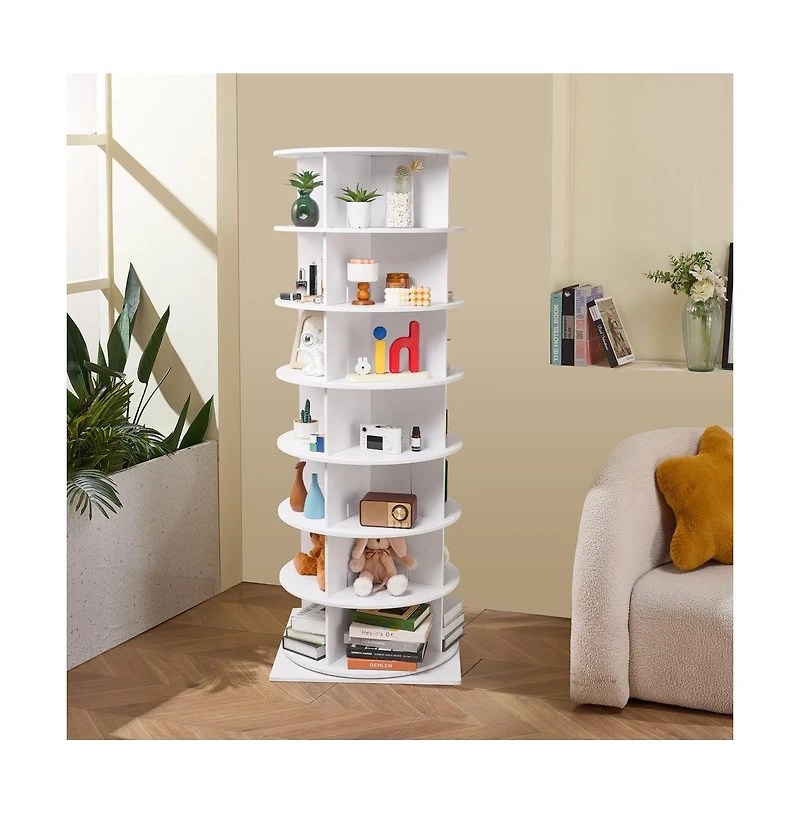 Slickblue 7-Tier Rotating Shoe Rack Tower with Base, 360° Spinning Round Shoe Organizer
