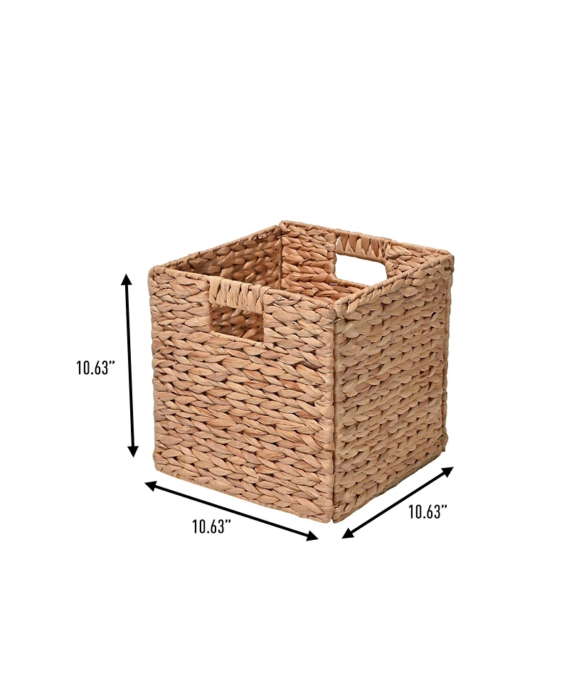 Happimess Bryce Classic Farmhouse Hand-Woven Hyacinth Collapsible Storage Cube Baskets with Handles (Set of 5)