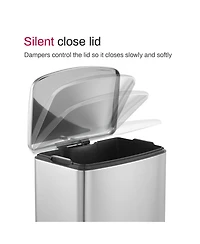 Mega Casa 13 Gal./50 Liter Stainless Steel Rectangular Step-on Trash Can for Kitchen