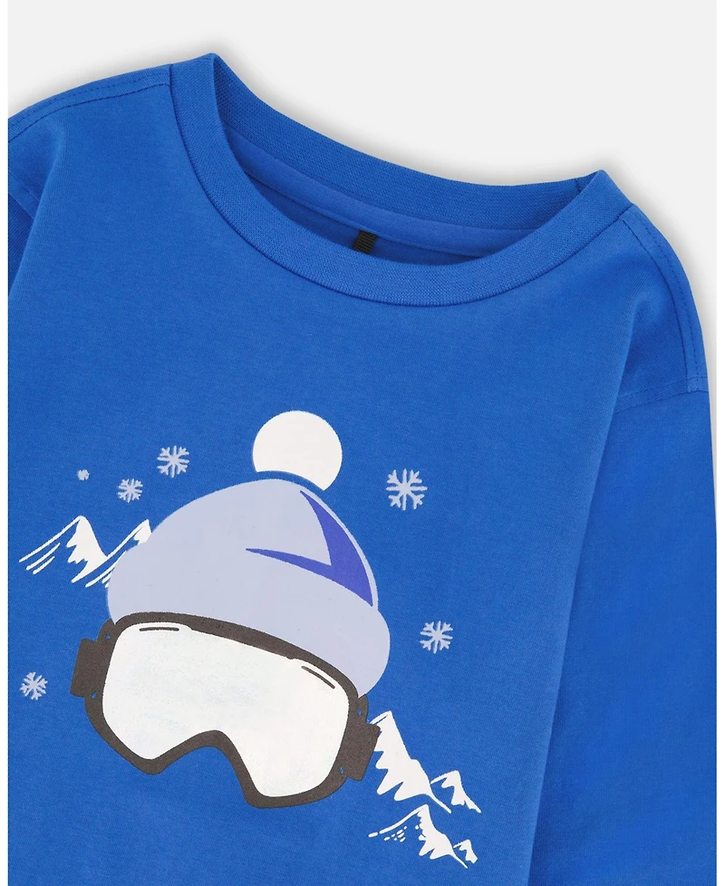 Deux par Baby Boy Long Sleeve Cotton Jersey Tee Blue