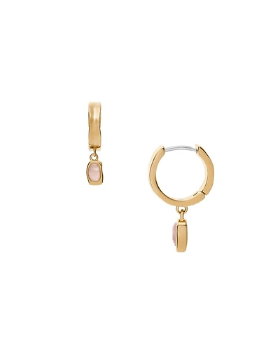 Skagen Women's Anja Rose Quartz Gold-Tone Stainless Steel Hoop Earrings