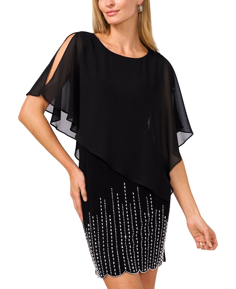 Msk Women's Cape-Overlay Cocktail Dress