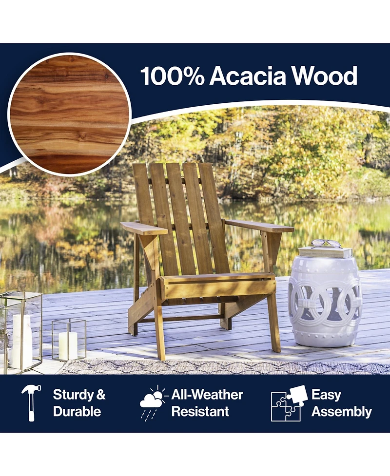 Irving Outdoor Patio Modern Acacia Wood Adirondack Chair