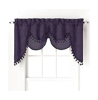 Kate Aurora Georgina Ultra Luxurious Raised Jacquard And Fringed Trimmed Austrian Window Valance - 52 in. W x 28 L, Purple
