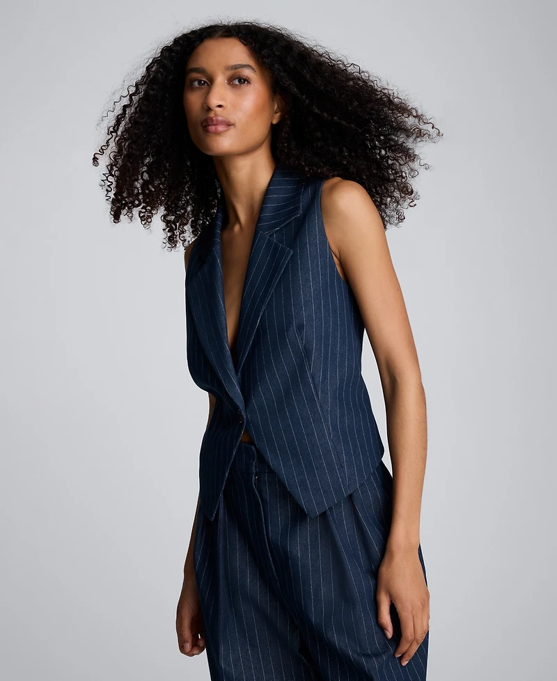 Kenneth Cole Women's Pinstripe Sleeveless Vest