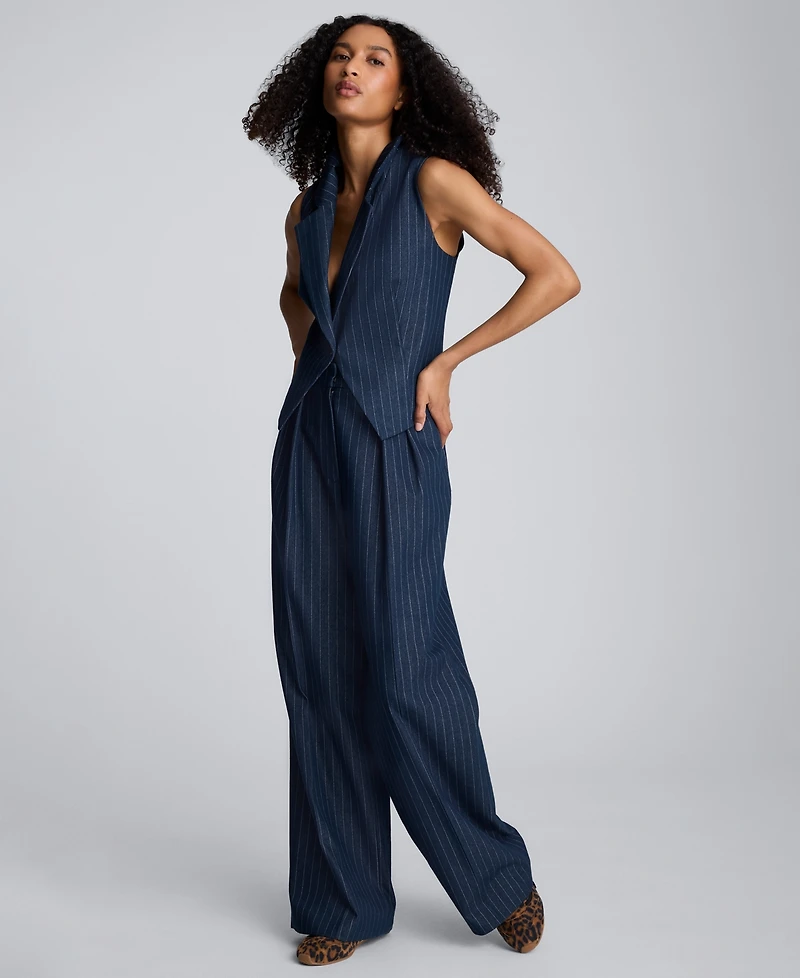 Kenneth Cole Women's Pinstripe High Rise Ankle Pants