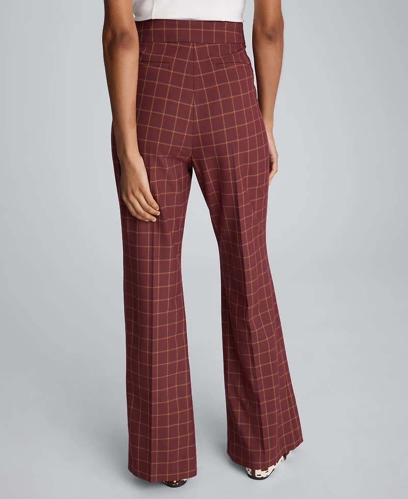 Kenneth Cole Women's Plaid High-Rise Pants