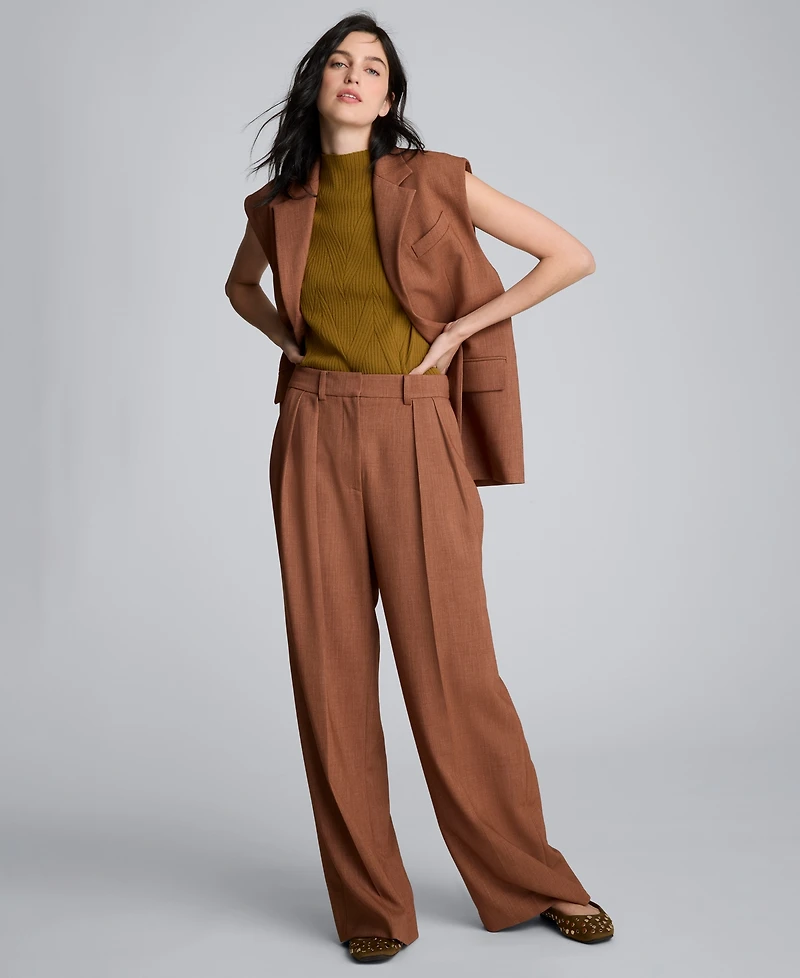 Kenneth Cole Women's High Rise Double Pleat Ankle Pants