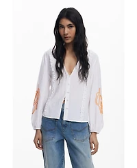 Desigual Women's Balloon blouse with leaves