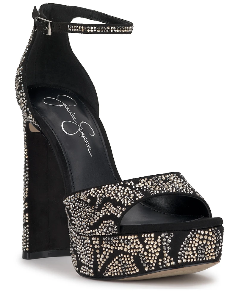Jessica Simpson Women's Telxia Rhinestone Blade-Heel Platform Dress Sandals