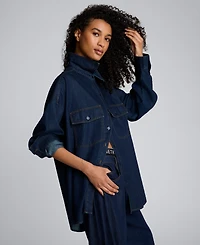 Kenneth Cole Women's Button Up Oversized Shirt