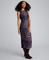 Kenneth Cole Women's Printed Ruched Midi Dress