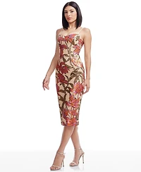 Dress the Population Women's Blakely Sweetheart-Neck Sequin Bodycon Midi