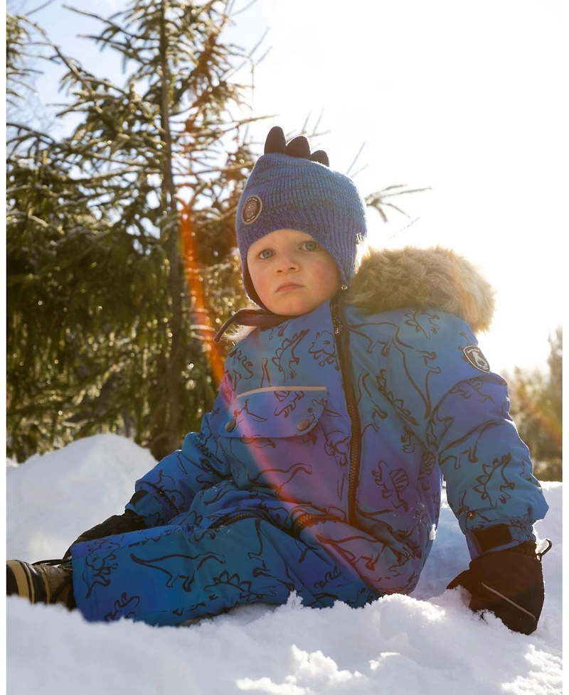 Deux par Baby Boy One-Piece Play Snowsuit Designed for Car Seat Blue Gradient Dinosaur Print - Baby|Toddler