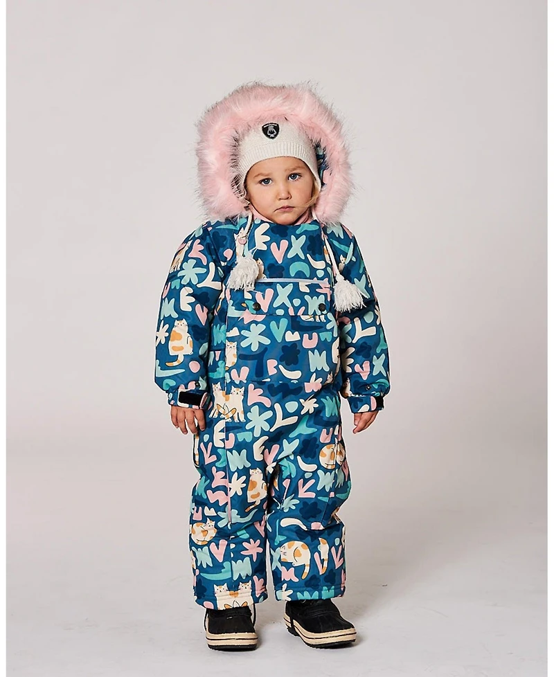 Deux par Baby Girls One-Piece Play Snowsuit Designed for Car Seat Cat Print