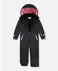 Deux par Toddler Girls One-Piece Teknik Snowsuit Black with Pink - Toddler|Child