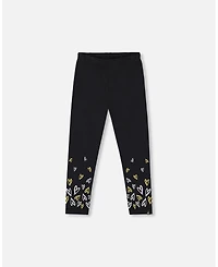 Deux par Girl Cotton Leggings Dusty Pink with Hearts Print