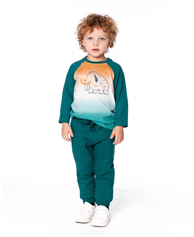 Deux par Baby Boys Cotton Jersey Raglan Sleeve T-Shirt Forest Green