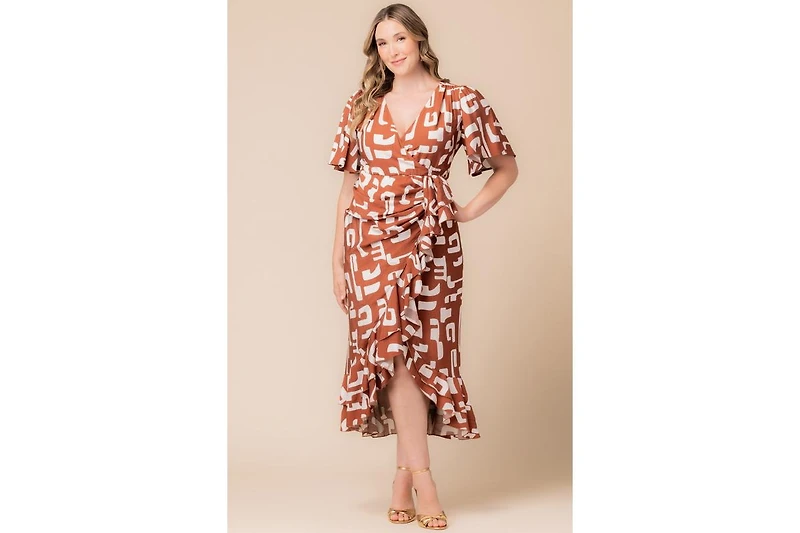 Kiyonna Plus Alexandra Ruffle Faux Wrap Gown