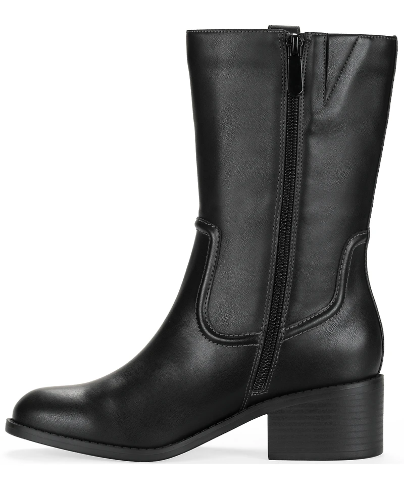 Style & Co Women's Inezz Mid Shaft Faux-Leather Boots, Macy's Exclusive