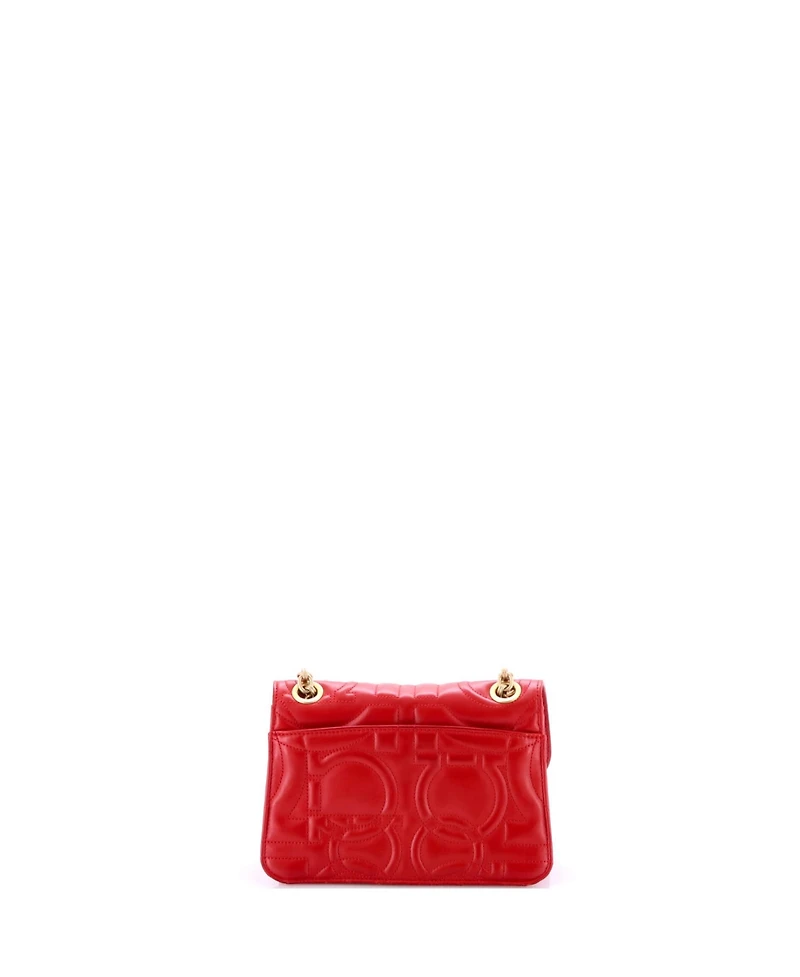 Pre-Owned Salvatore Ferragamo Small Gancini Turnlock Flap Bag Gancini Quilted Leather