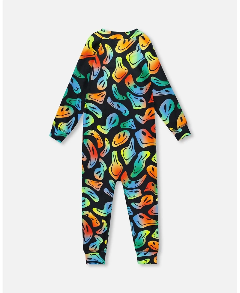 Deux par Toddler Boys One-Piece Thermal Underwear Smiley Face Toddler|Child