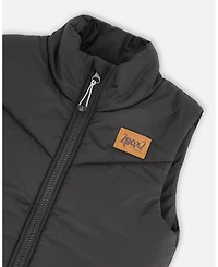 Deux par Boy Quilted Mid-Season Sleeveless Vest Black - Child