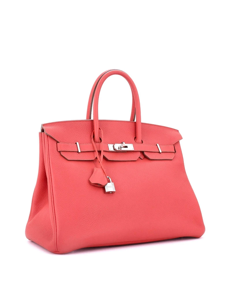 Pre-Owned Hermes Birkin 35 Handbag Pink Clemence with Palladium Hardware