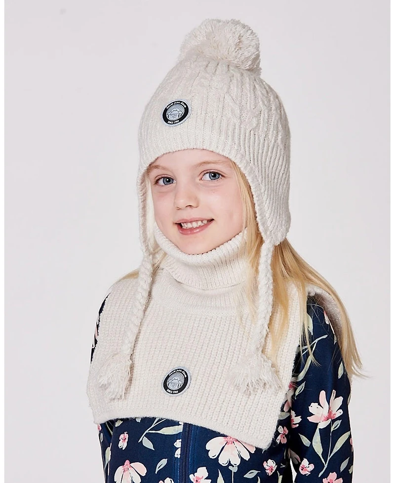 Deux par Kids Unisex Lined Winter Hat with Pompom Off-White - Toddler|Child
