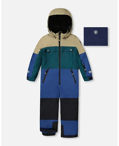 Deux par Big Boys One-Piece Teknik Snowsuit Colorblocked Navy Blue - Toddler|Child